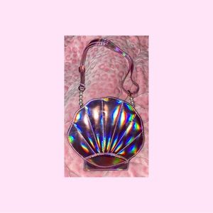 Pink purple iridescent mermaid seashell purse